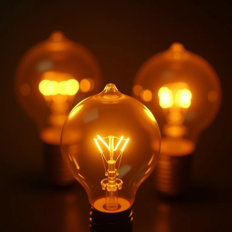 Close-up de lâmpadas incandescentes e halógenas mostrando os filamentos internos