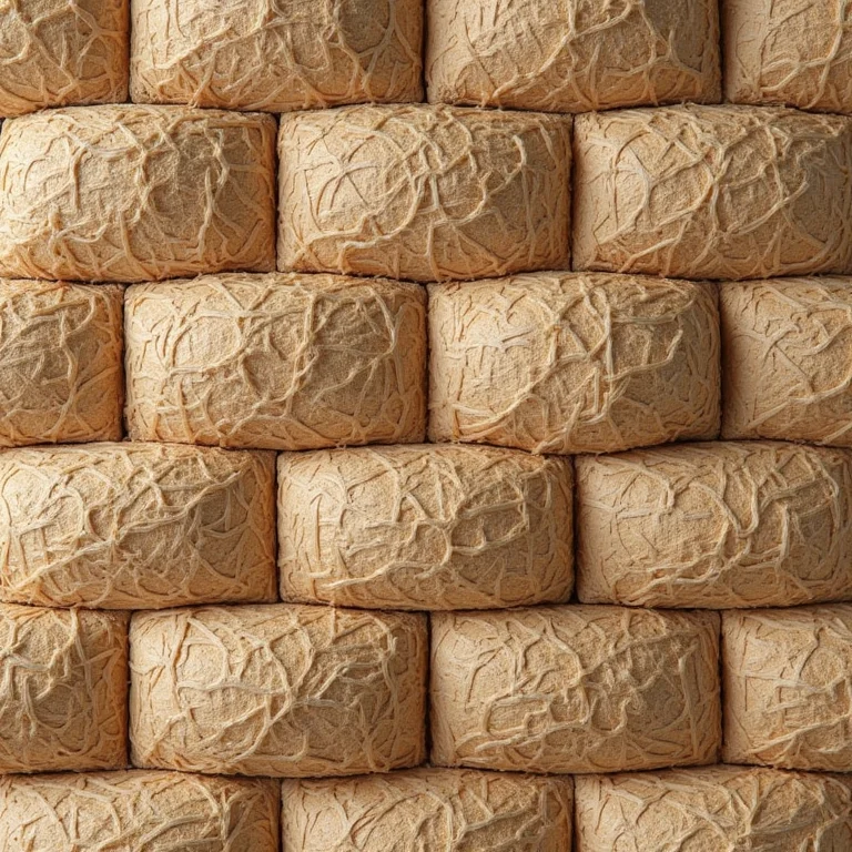 Close-up de pastilhas de coco formando um padrão geométrico.