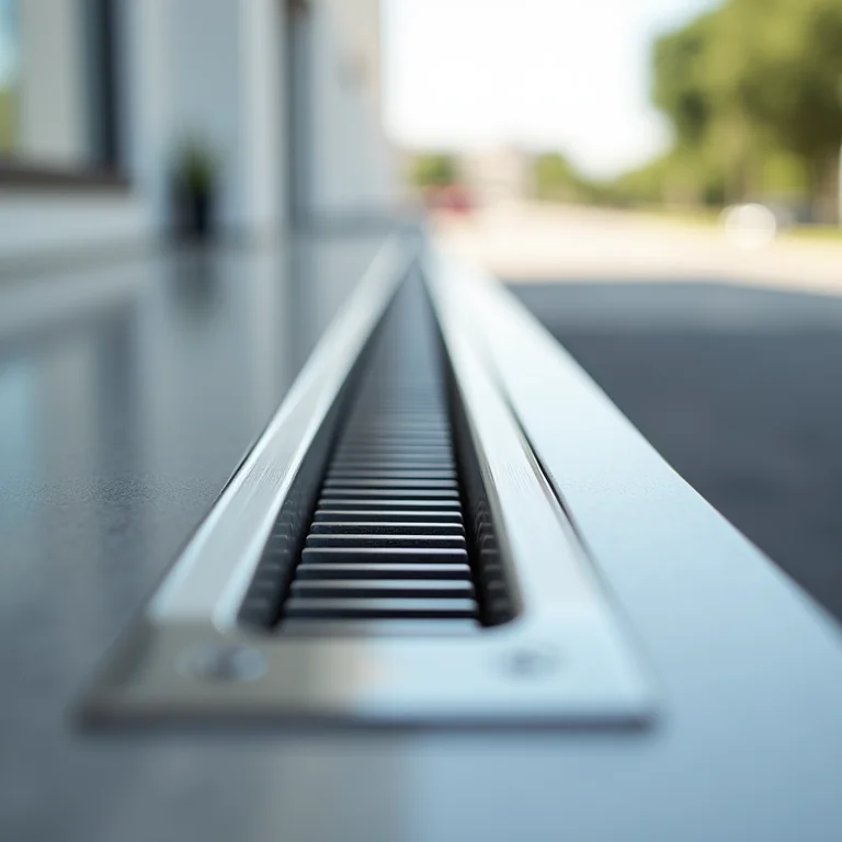 Close-up de um ralo linear