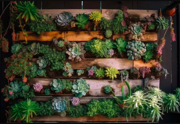Jardim Vertical de Suculentas em Pallets: Sustentabilidade e Estilo - detalhe