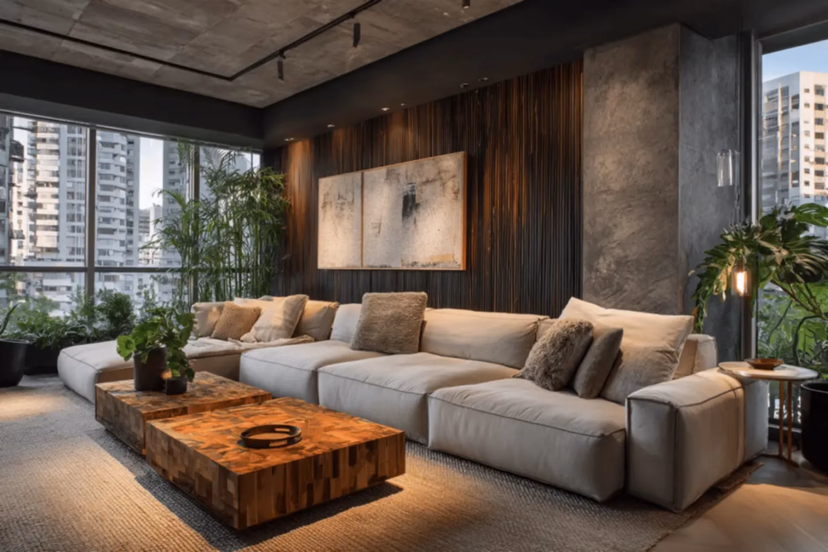 Aconchego Natural: Decoração com Texturas de Madeira e Fibras - inspiração