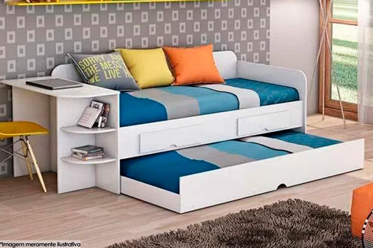 Sofá Cama Solteiro com Gavetas Embutidas: Praticidade e Otimização de Espaço! - detalhe