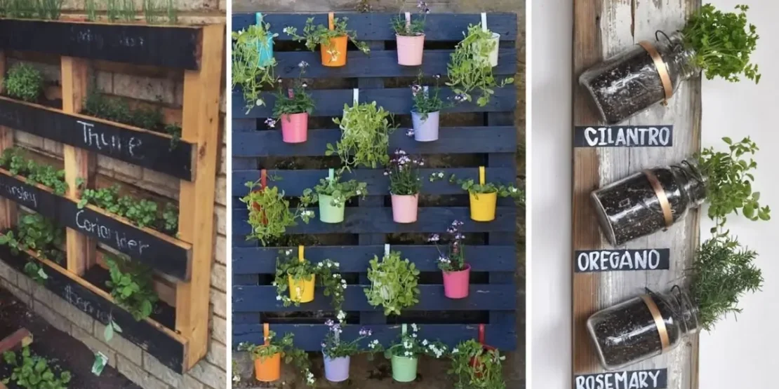 Horta em Pallets Coloridos: Recicle e Decore com Estilo - inspiração