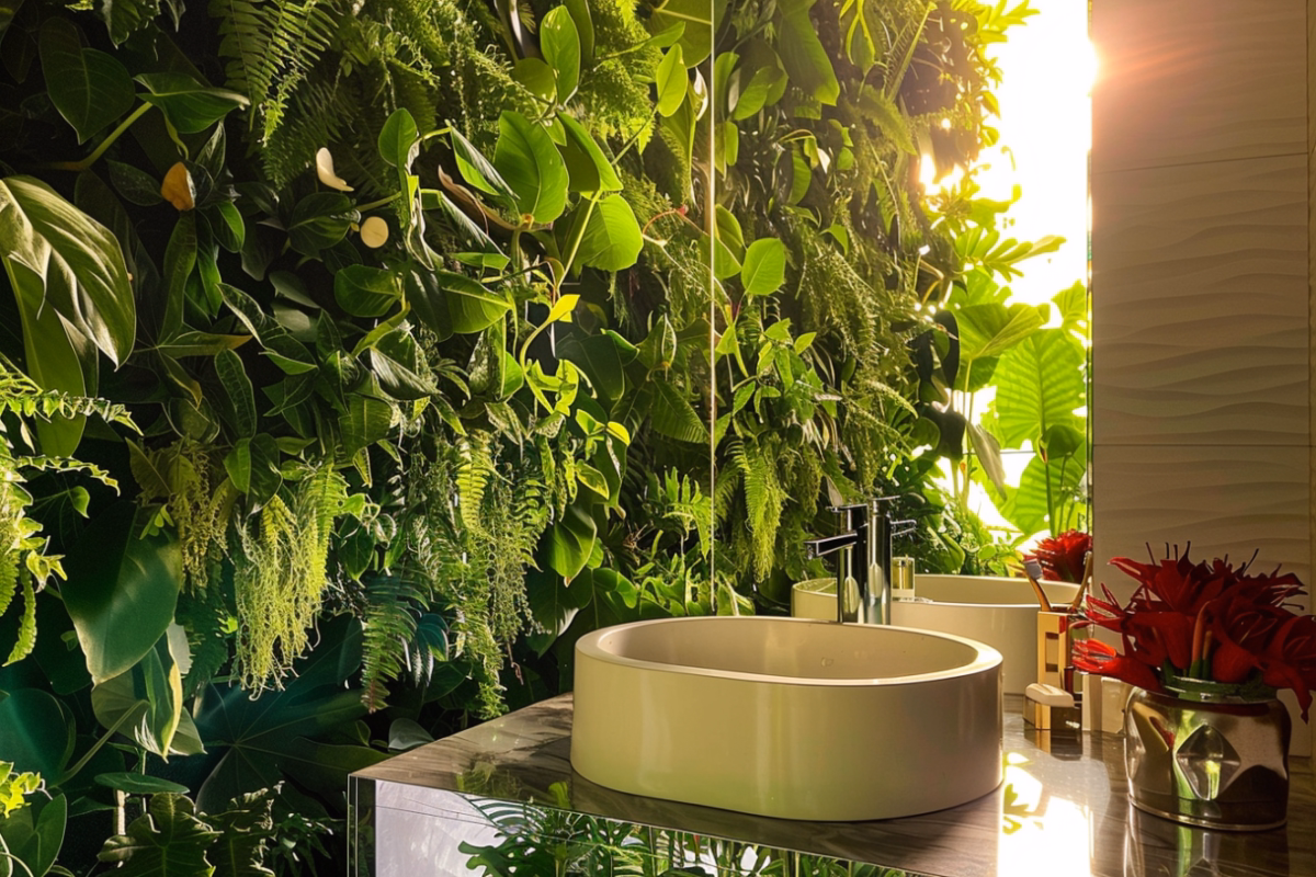 Espelho com Suculentas: Um Jardim Vertical Refletido - detalhe