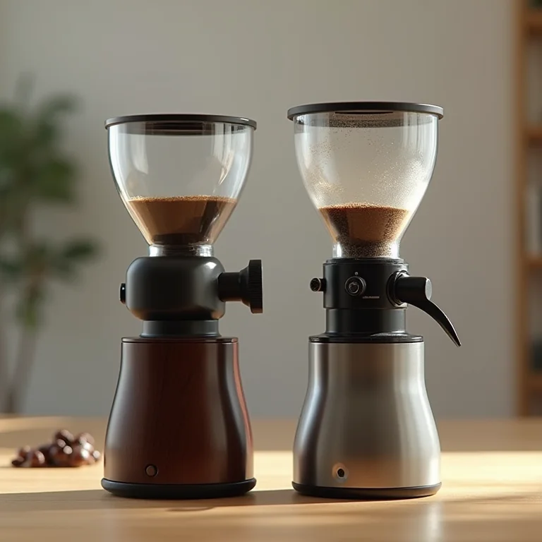 Comparação entre moedores de café de lâminas e de mós.