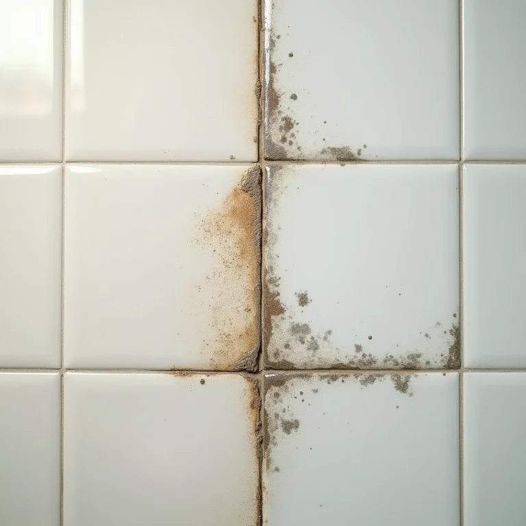 Comparativo de azulejos com e sem mofo no banheiro