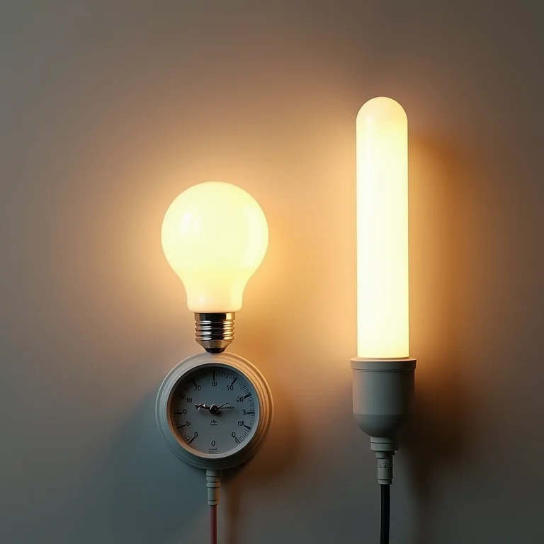 Comparativo de consumo de energia entre lâmpada bulbo e tubular