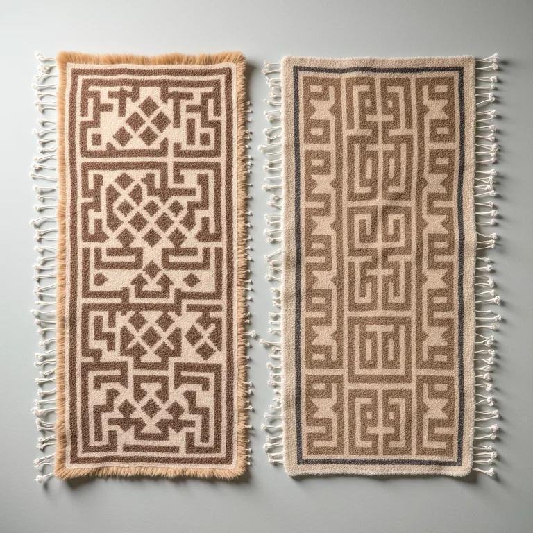 Comparativo de tamanhos de tapetes geométricos.