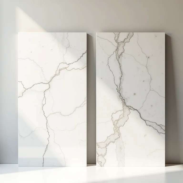 Comparativo: Quartzo Calacata vs Mármore Calacata.