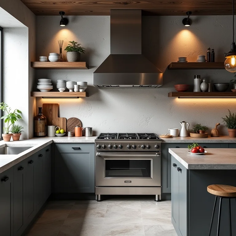 Cozinha com decoração industrial: funcionalidade e estilo em harmonia.