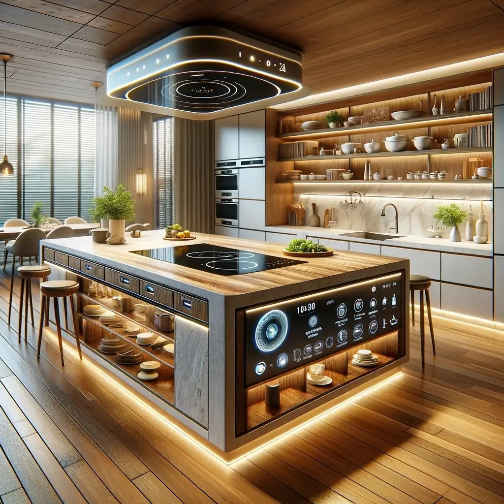 Ilha Suspensa com Iluminação LED Indireta: Um Toque Futurista e Elegante - inspiração