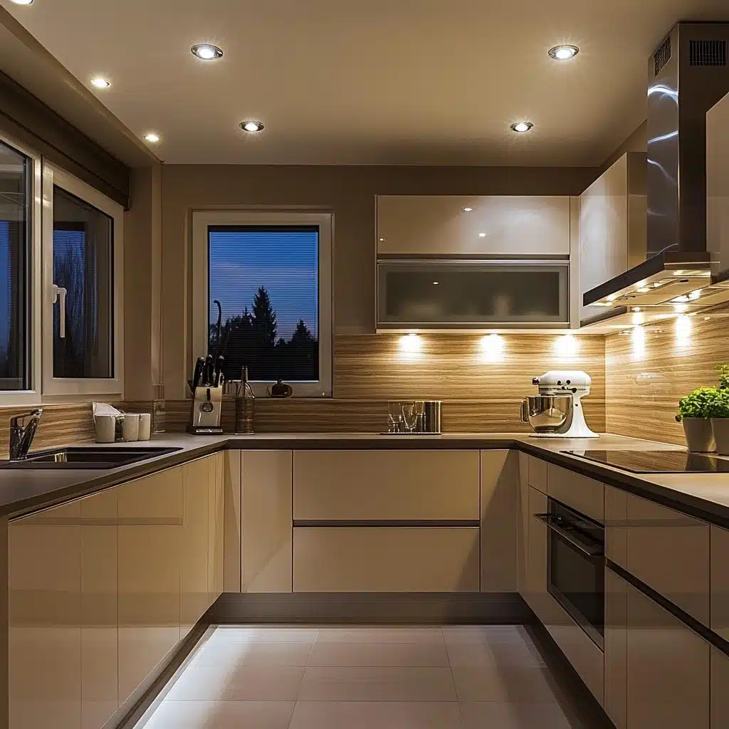 Cozinha em L com Iluminação LED Embutida: Sofisticação e Funcionalidade - inspiração