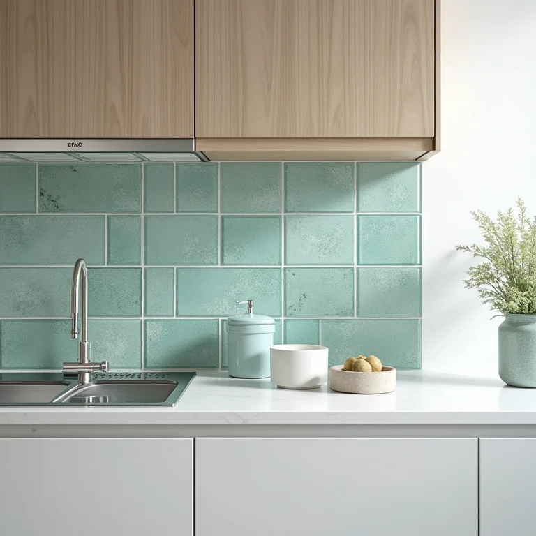 Cozinha moderna com backsplash de pastilhas de vidro