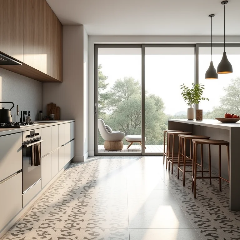 Cozinha moderna com piso vinílico