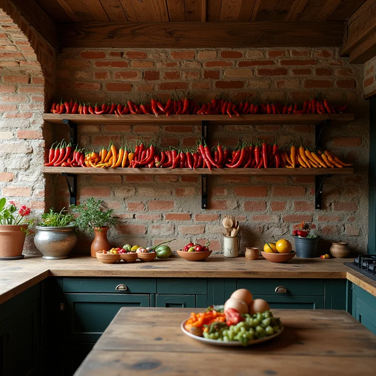 Cozinha rústica com tema de pimenta