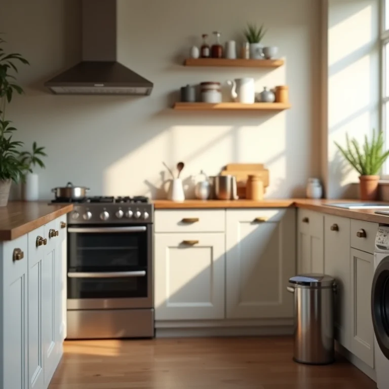 Cozinha segura para crianças com dispositivos de proteção