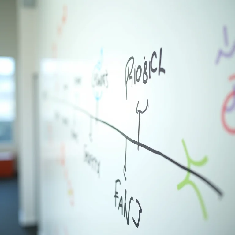 Cronograma de projeto detalhado em quadro branco com prazos e etapas