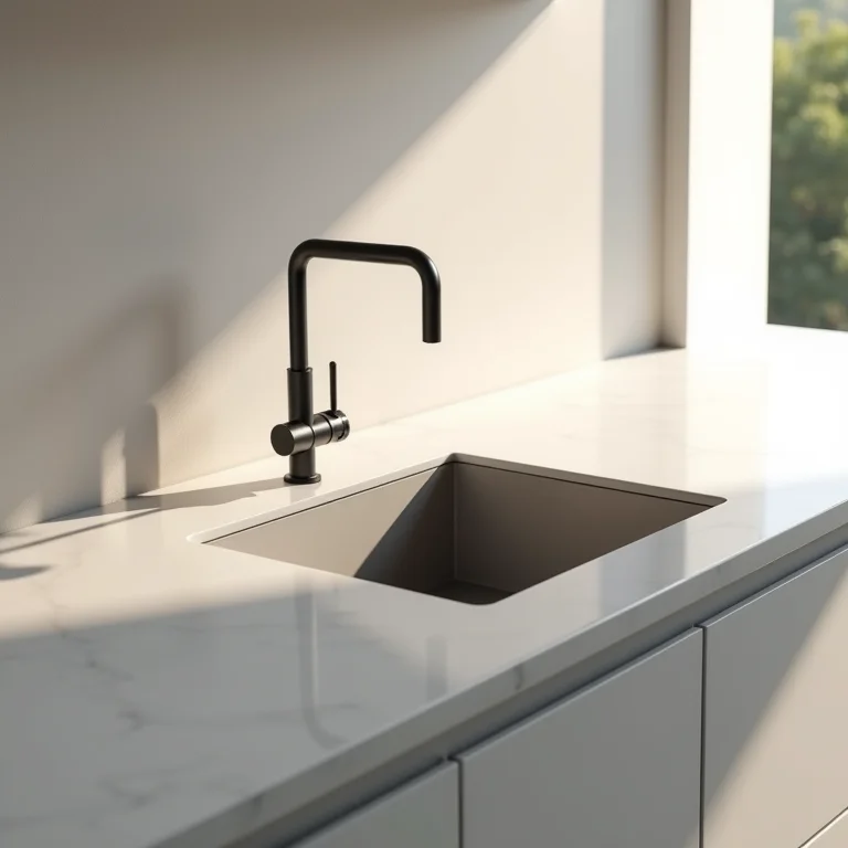 Cuba de embutir discreta em bancada moderna