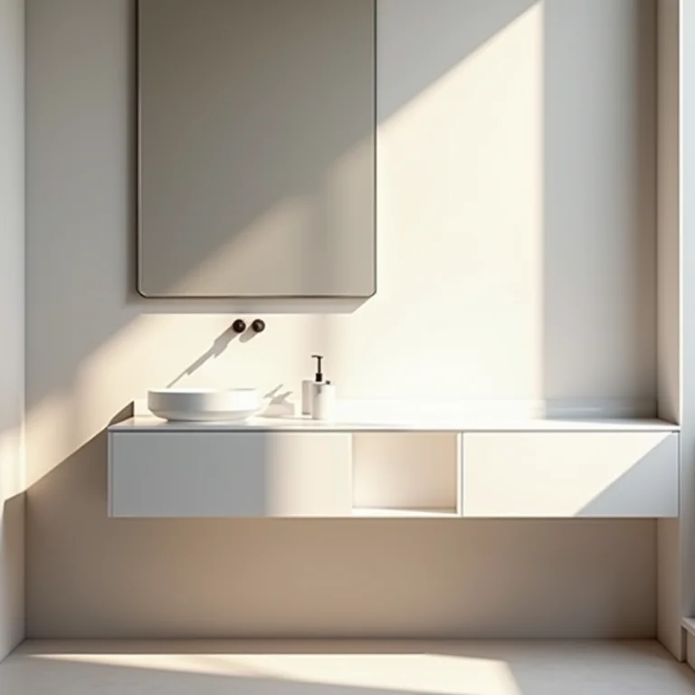 Cuba de semi-encaixe em móvel de banheiro moderno