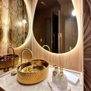 Cuba de Apoio com Detalhes em Dourado: Luxo e Sofisticação - ideia