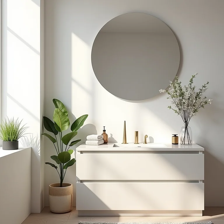 Decoração com gabinete de banheiro de 90cm