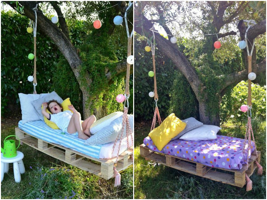 Paletes Suspensos: Balanços e Cadeiras para Relaxar - ideia