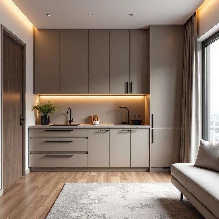 Decoração de apartamento pequeno de 50m2 com layout eficiente