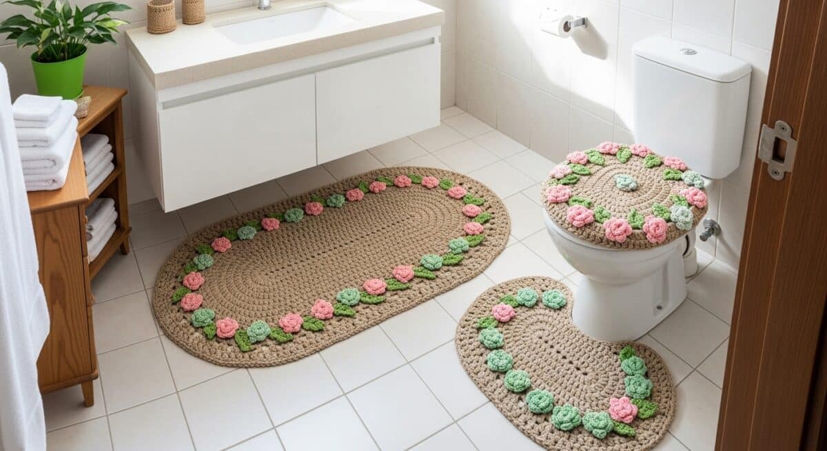 Banheiro Aconchegante com Detalhes em Crochê - detalhe