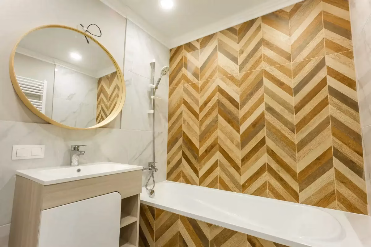 Com Azulejos Amarelos em Chevron - inspiração