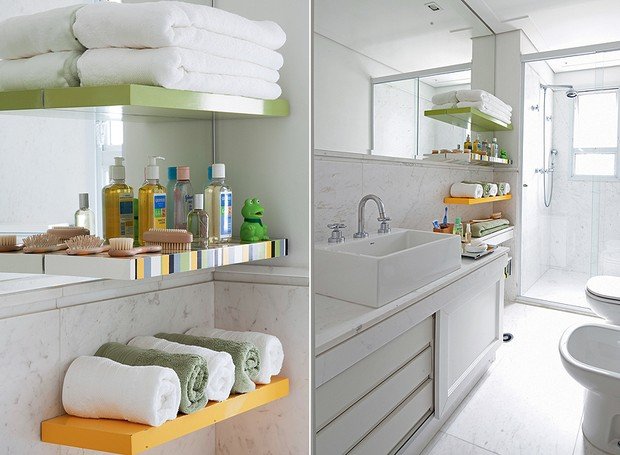 Decoração com Toalhas Coloridas e Enroladas - inspiração