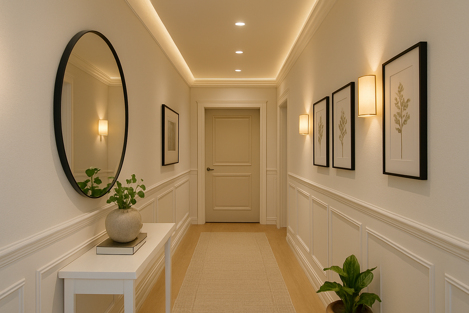 Corredor com Espelho e Iluminação Integrada - inspiração