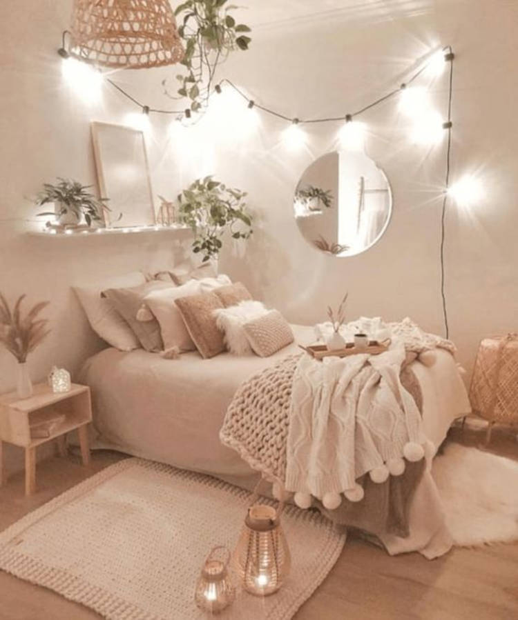 Quarto Tumblr com Cordão de Luz: Aconchego e Estilo - inspiração