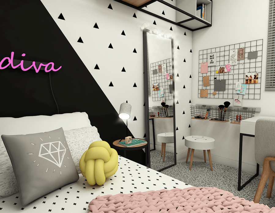 Pintura Geométrica na Parede: Modernidade e Cor - detalhe