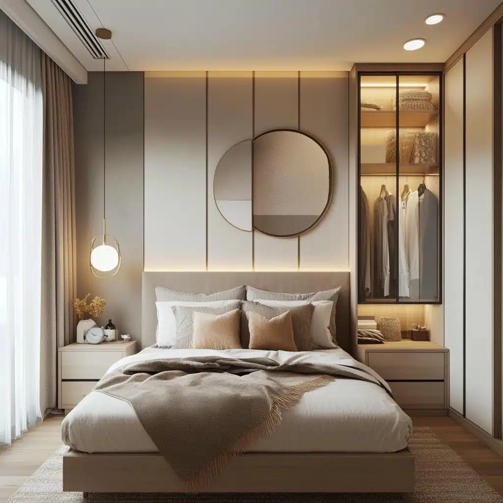 Decoração Minimalista com Prateleiras Flutuantes e Espelhos Estratégicos - detalhe