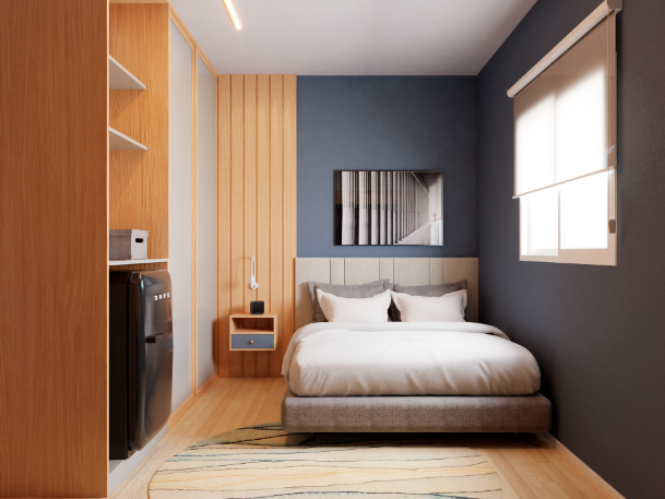 Com Detalhes em Madeira e Toques de Cor Vibrante - ideia