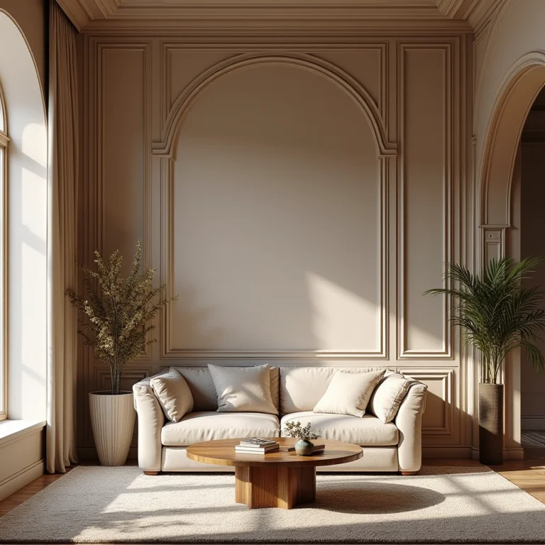 Decoração de sala de estar com sanca de gesso e iluminação indireta, criando um ambiente acolhedor e elegante.