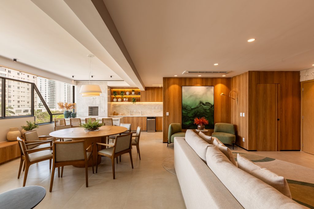 Varanda Gourmet Aconchegante com Painel de Madeira - inspiração