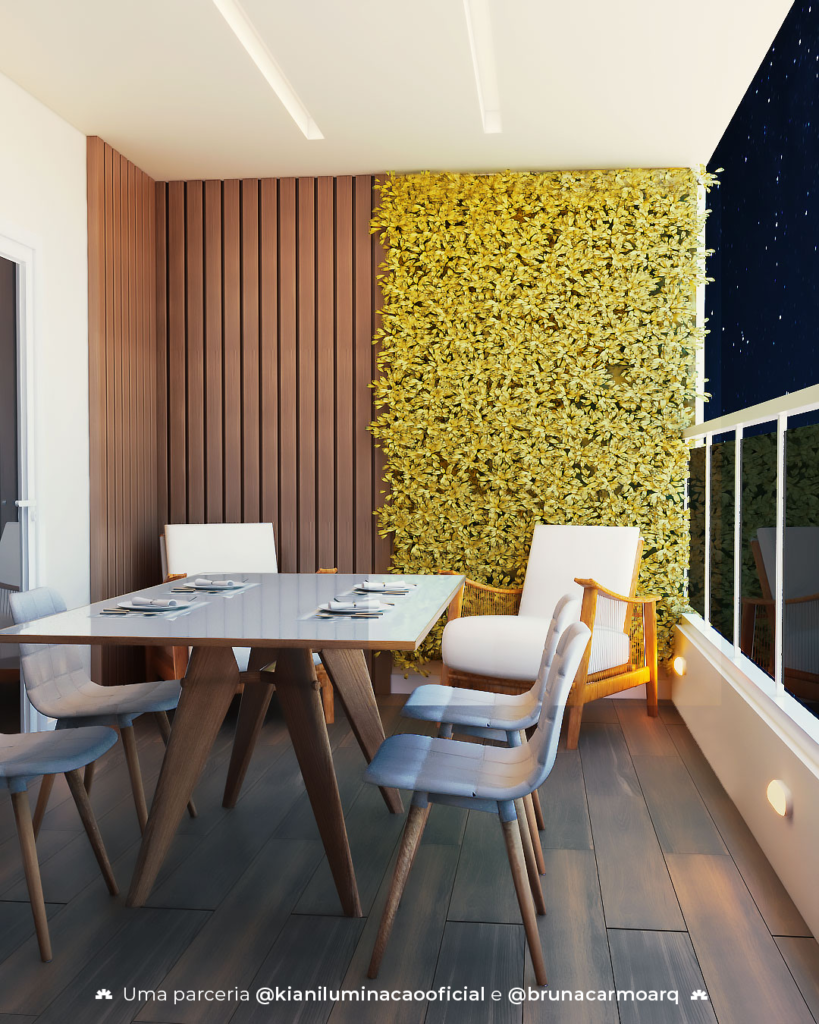 Varanda Gourmet Iluminada com Guirlandas de Luz - ideia