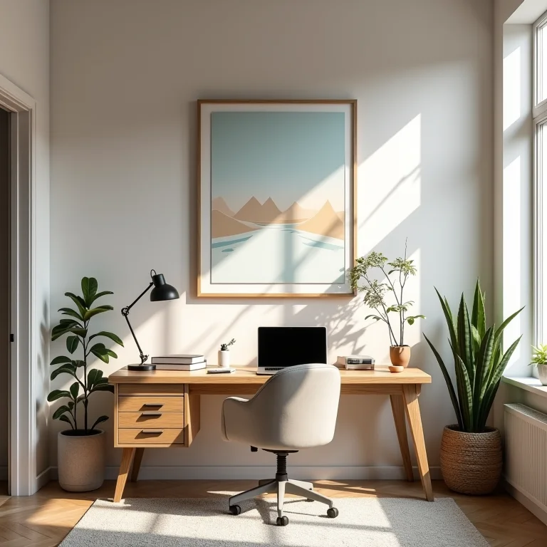 Decoração geométrica de escritório fomentando criatividade e produtividade