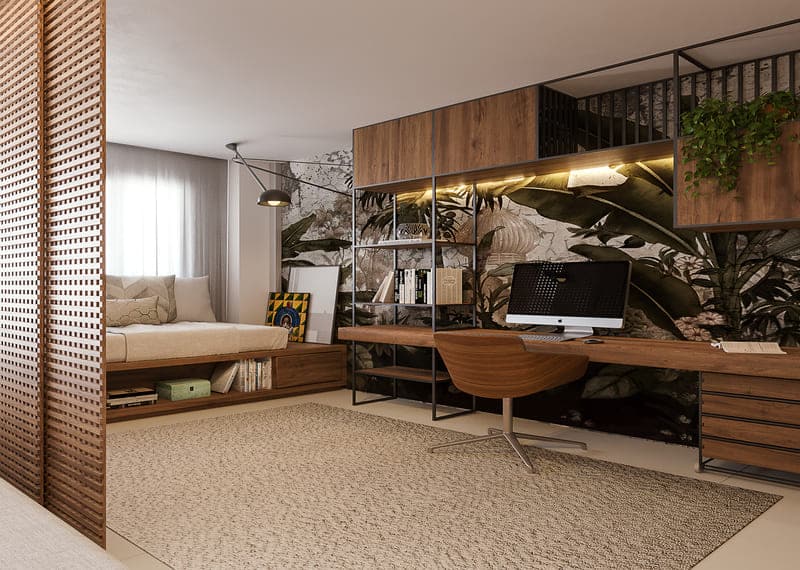 Home Office Aconchegante com Texturas Naturais - inspiração