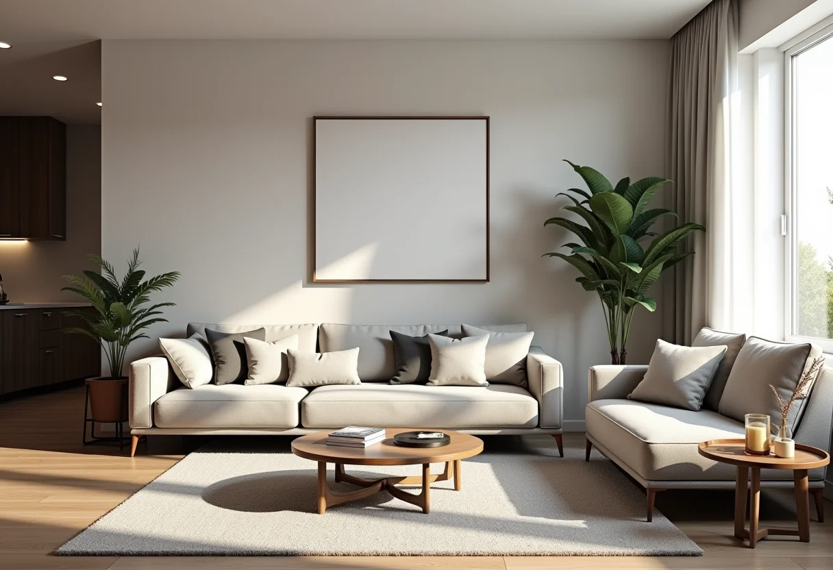 Decoração moderna para sala de estar: Conforto e estilo em um apartamento iluminado.