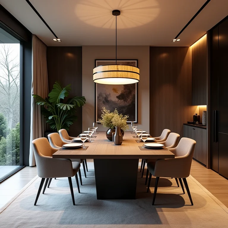 Decoração moderna para sala de jantar: Elegância e Convivialidade em um ambiente sofisticado.