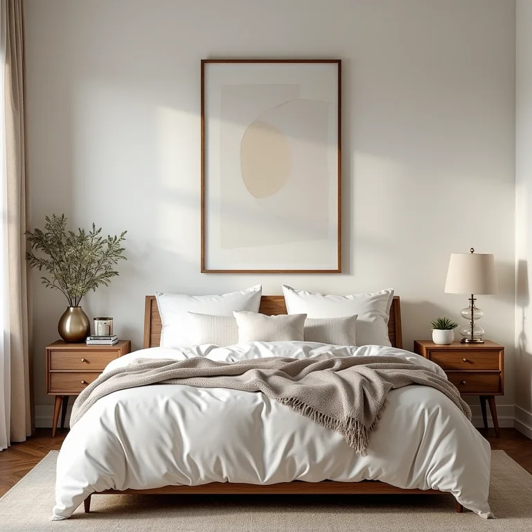 Decoração simples e barata para quarto: Arte de parede DIY e móveis reciclados