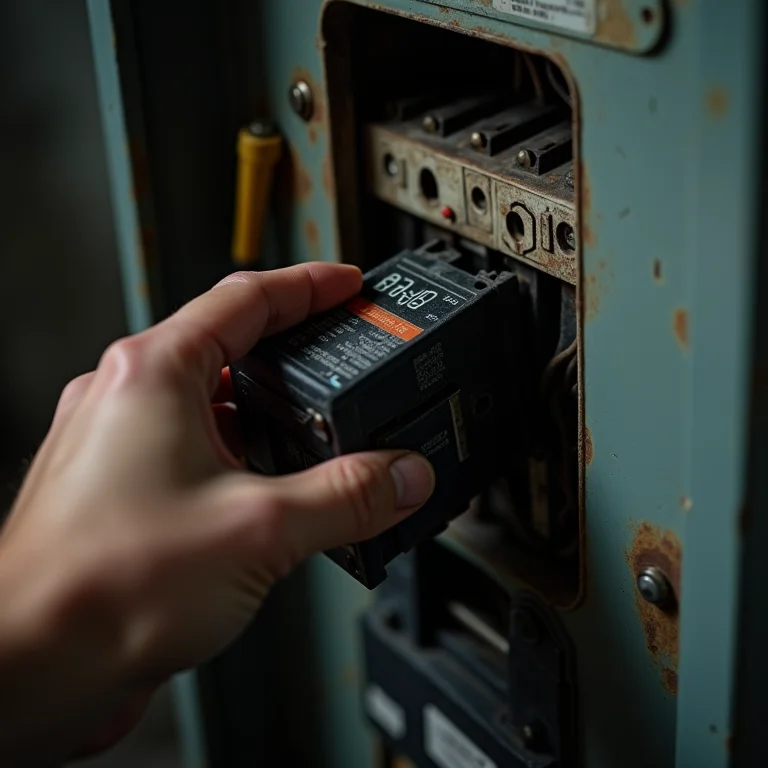 Desconectando um disjuntor antigo.