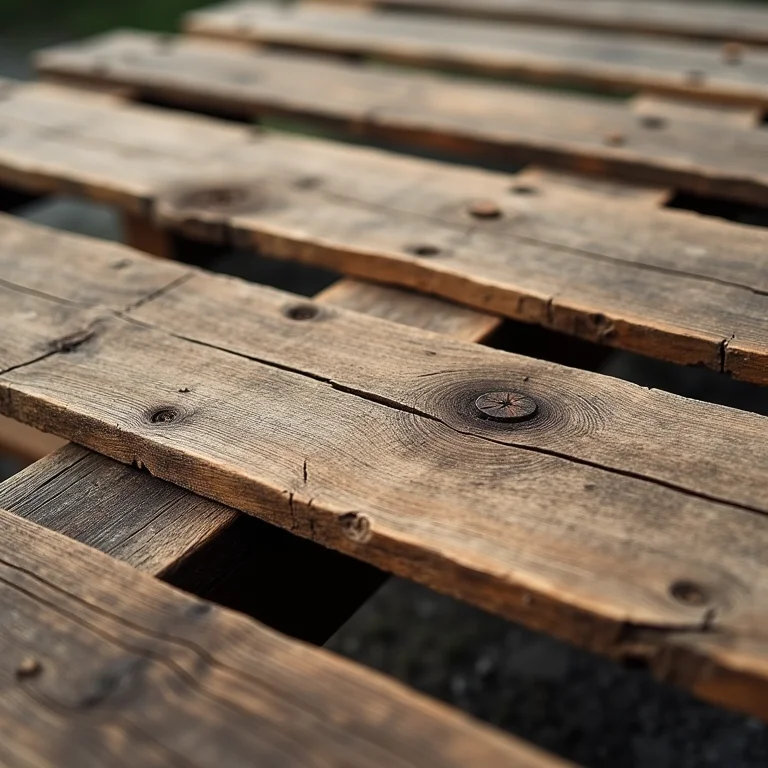 Detalhe da textura rústica de um palete de madeira