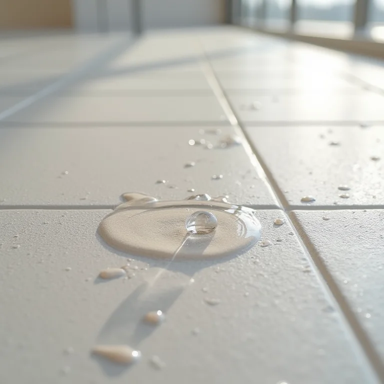 Detalhe de cerâmica antiderrapante com gota de água