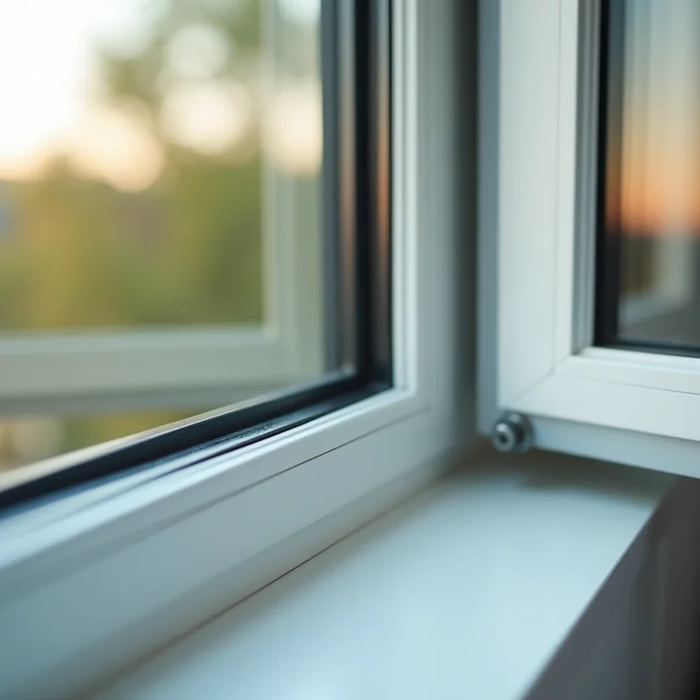 Detalhe de janela com isolamento térmico e acústico.