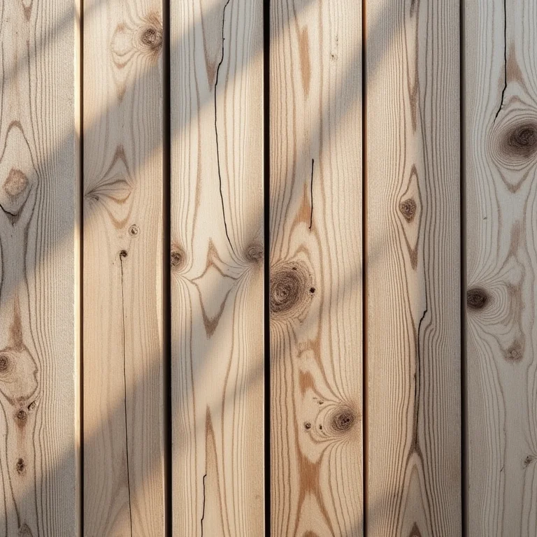 Detalhe de madeira rústica com textura e veios aparentes.