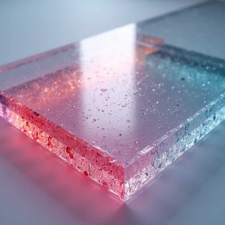 Detalhe de uma folha de acrílico com textura e opacidade