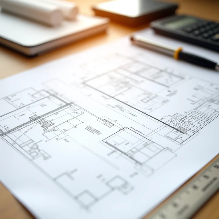 Detalhe de uma norma técnica NBR 5410 sobre uma mesa de projetos.